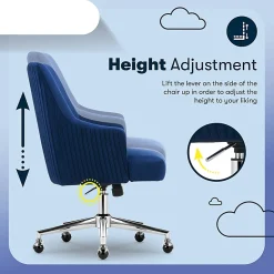 Serta® Scarlett Ergonomic Fabric Mid-Back Home Office Chair, Midnight Blue