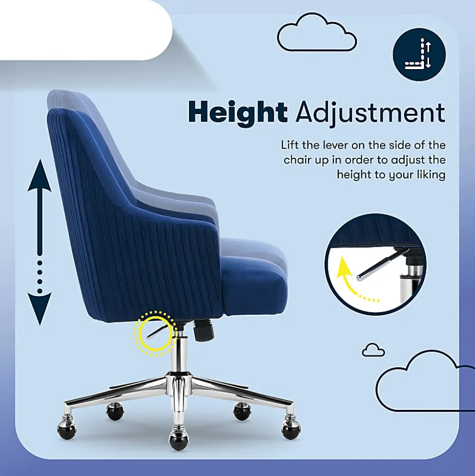 Serta® Scarlett Ergonomic Fabric Mid-Back Home Office Chair, Midnight Blue