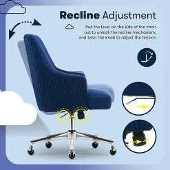 Serta® Scarlett Ergonomic Fabric Mid-Back Home Office Chair, Midnight Blue