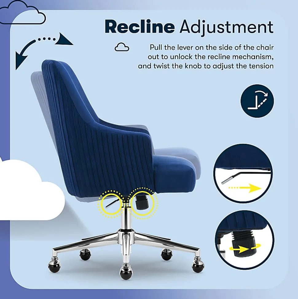 Serta® Scarlett Ergonomic Fabric Mid-Back Home Office Chair, Midnight Blue