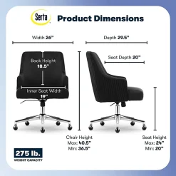 Serta® Scarlett Ergonomic Fabric Mid-Back Home Office Chair, Black