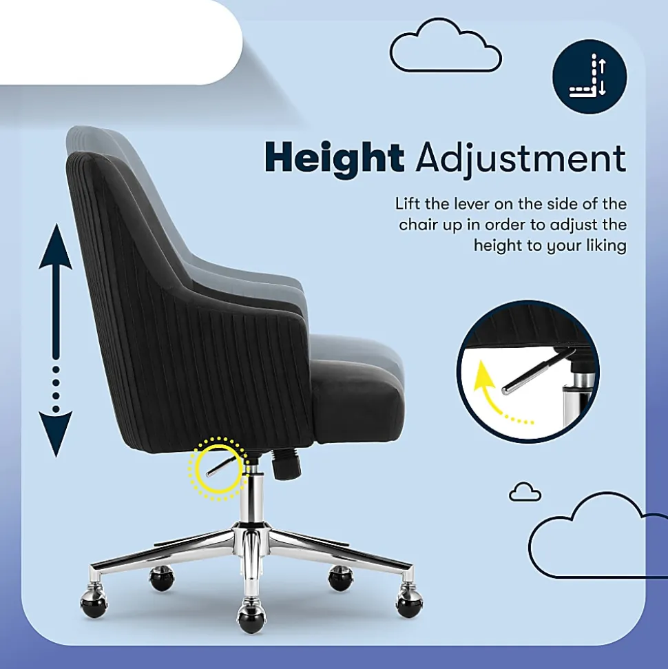 Serta® Scarlett Ergonomic Fabric Mid-Back Home Office Chair, Black