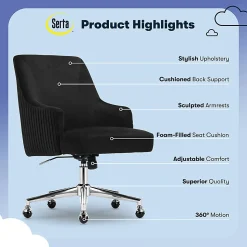 Serta® Scarlett Ergonomic Fabric Mid-Back Home Office Chair, Black