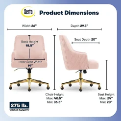 Serta® Scarlett Ergonomic Fabric Mid-Back Home Office Chair, Pink