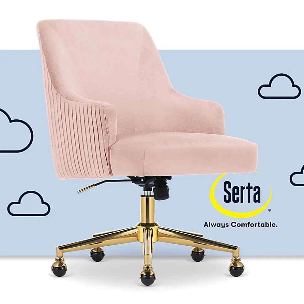Serta® Scarlett Ergonomic Fabric Mid-Back Home Office Chair, Pink