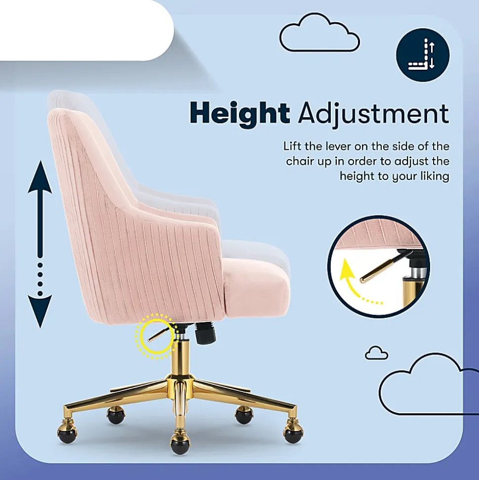Serta® Scarlett Ergonomic Fabric Mid-Back Home Office Chair, Pink