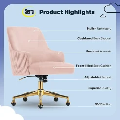 Serta® Scarlett Ergonomic Fabric Mid-Back Home Office Chair, Pink