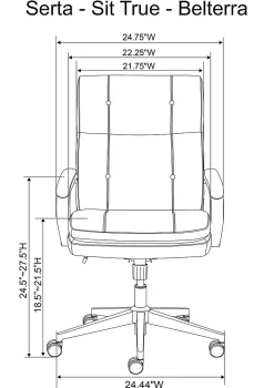 Serta® SitTrue™ Belterra Faux Leather Mid-Back Manager Chair, Gray