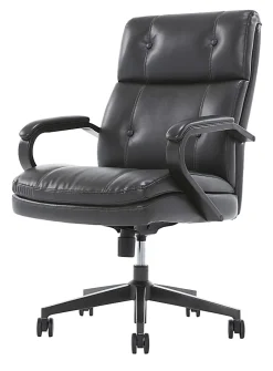 Serta® SitTrue™ Belterra Faux Leather Mid-Back Manager Office Chair, Black
