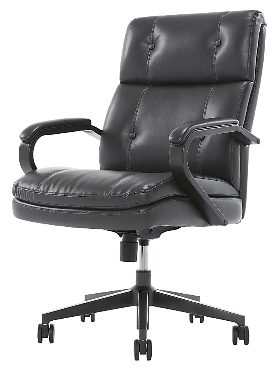 Serta® SitTrue™ Belterra Faux Leather Mid-Back Manager Office Chair, Black