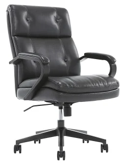 Serta® SitTrue™ Belterra Faux Leather Mid-Back Manager Office Chair, Black