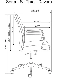 Serta® SitTrue™ Devara Faux Leather Mid-Back Manager Chair, Black