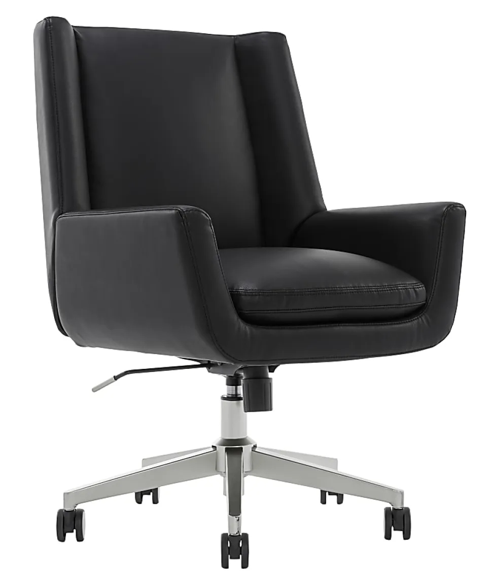 Serta® SitTrue™ Montair Faux Leather Mid-Back Manager Chair, Black