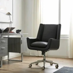 Serta® SitTrue™ Montair Faux Leather Mid-Back Manager Chair, Black