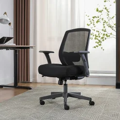 Serta® SitTrue™ Rayne Ergonomic Mesh/Fabric Mid-Back Task Chair, Black