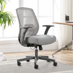 Serta® SitTrue™ Rayne Ergonomic Mesh/Fabric Mid-Back Task Office Chair, Gray