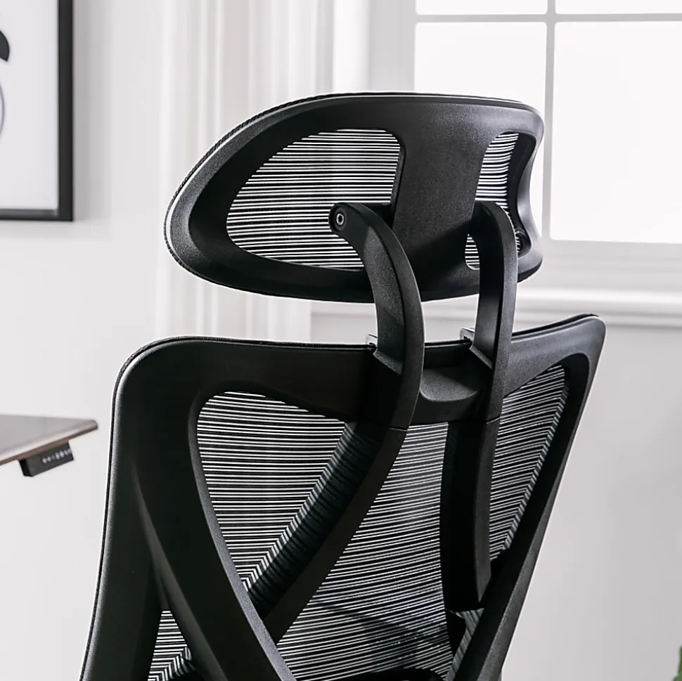 Serta® SitTrue™ Ridgefield Ergonomic Mesh/Vegan Leather High-Back Task Office Chair, Black