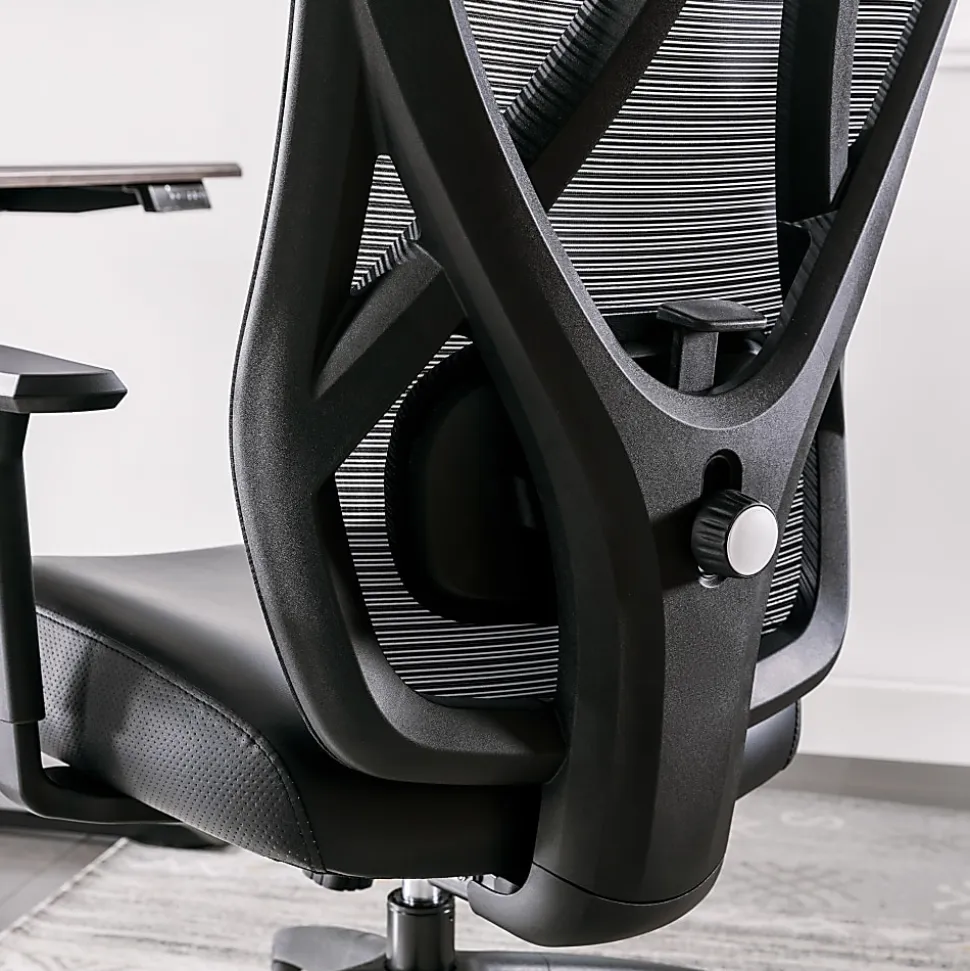 Serta® SitTrue™ Ridgefield Ergonomic Mesh/Vegan Leather High-Back Task Office Chair, Black