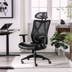 Serta® SitTrue™ Ridgefield Ergonomic Mesh/Vegan Leather High-Back Task Office Chair, Black