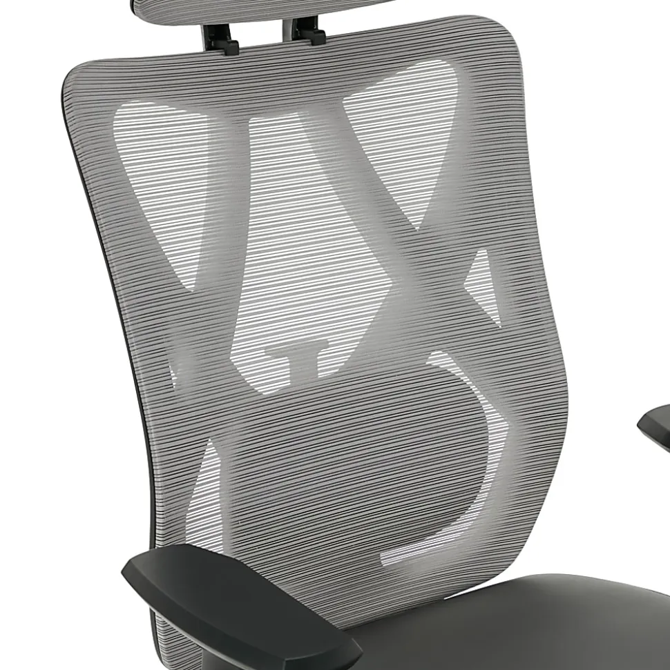 Serta® SitTrue™ Ridgefield Ergonomic Mesh/Vegan Leather High-Back Task Office Chair, Gray/Black
