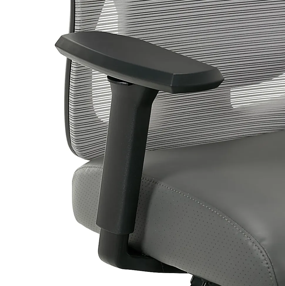 Serta® SitTrue™ Ridgefield Ergonomic Mesh/Vegan Leather High-Back Task Office Chair, Gray/Black