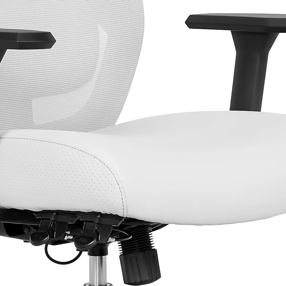 Serta® SitTrue™ Ridgefield Ergonomic Mesh/Vegan Leather High-Back Task Chair, 51% Recycled, White/Black
