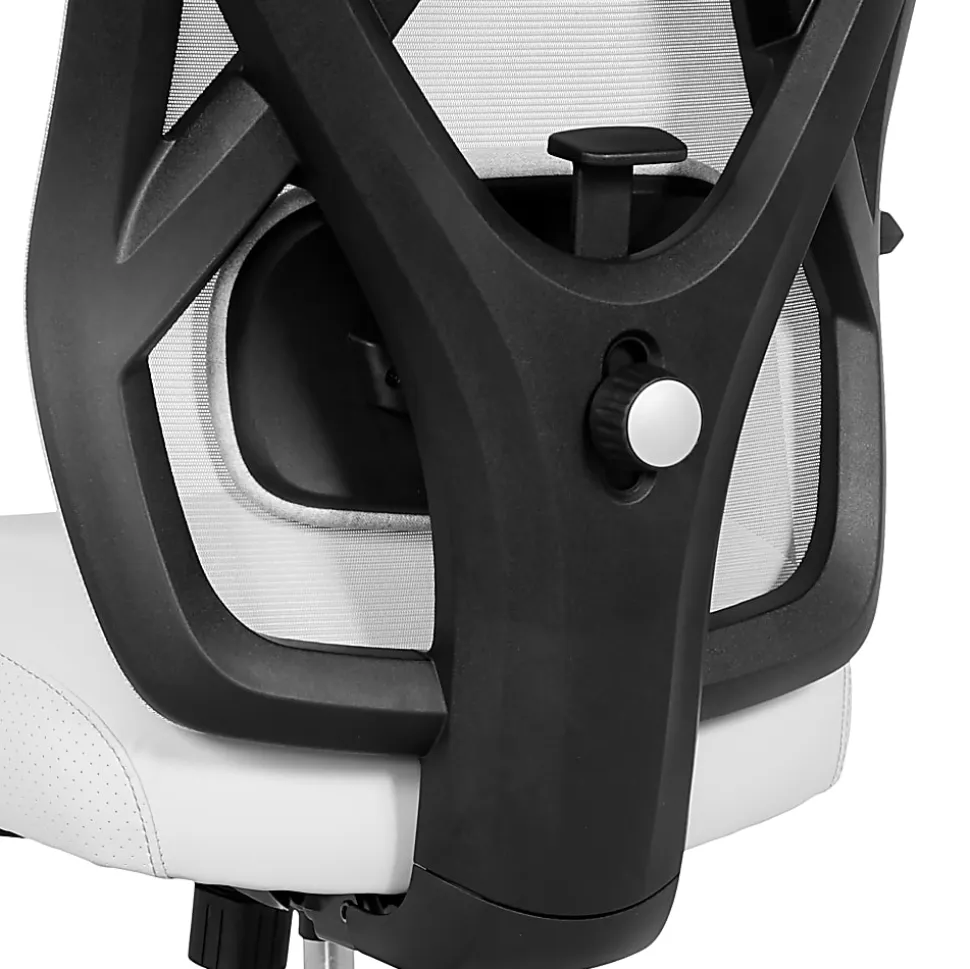 Serta® SitTrue™ Ridgefield Ergonomic Mesh/Vegan Leather High-Back Task Chair, 51% Recycled, White/Black