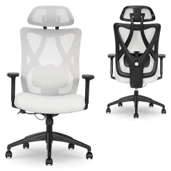 Serta® SitTrue™ Ridgefield Ergonomic Mesh/Vegan Leather High-Back Task Chair, 51% Recycled, White/Black