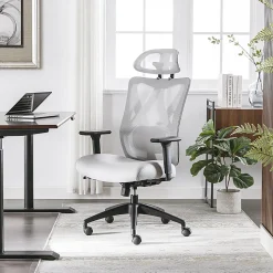 Serta® SitTrue™ Ridgefield Ergonomic Mesh/Vegan Leather High-Back Task Chair, 51% Recycled, White/Black
