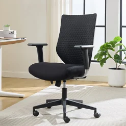 Serta® SitTrue™ Riverdale Ergonomic Mesh/Fabric High-Back Task Chair, 50% Recycled, Black, BIFMA Compliant