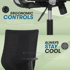 Serta® SitTrue™ Riverdale Ergonomic Mesh/Fabric High-Back Task Chair, 50% Recycled, Black, BIFMA Compliant