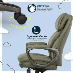Serta Smart Layers Arlington Air Ergonomic Bonded Leather High-Back Executive Office Chair, Olive