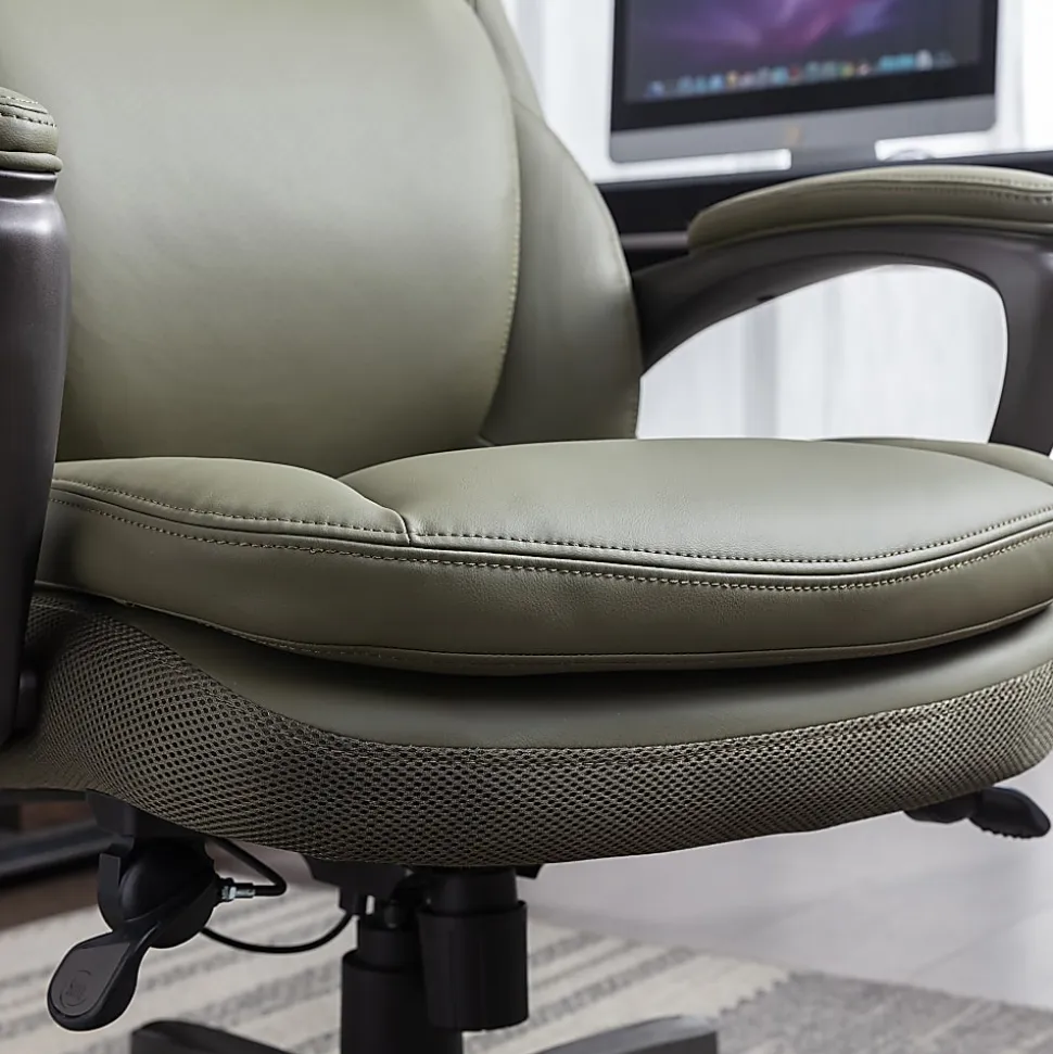 Serta Smart Layers Arlington Air Ergonomic Bonded Leather High-Back Executive Office Chair, Olive