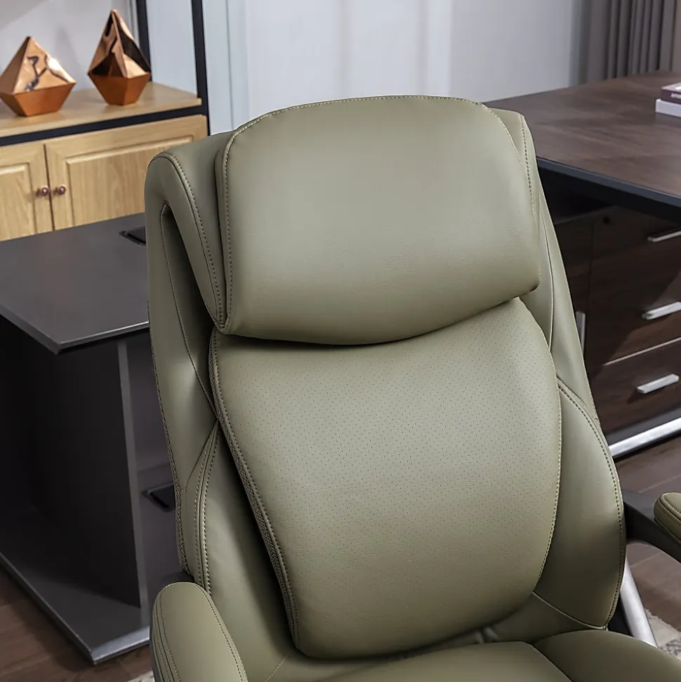Serta Smart Layers Arlington Air Ergonomic Bonded Leather High-Back Executive Office Chair, Olive