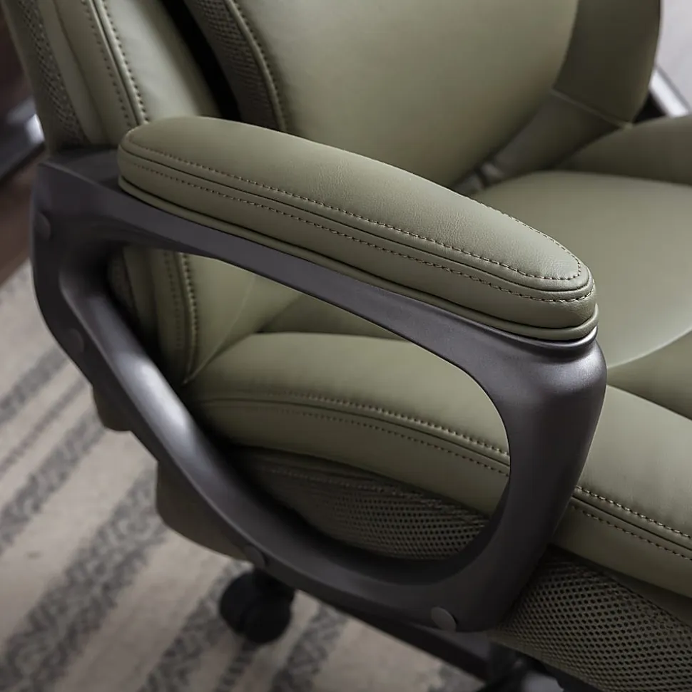 Serta Smart Layers Arlington Air Ergonomic Bonded Leather High-Back Executive Office Chair, Olive