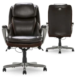 Serta Smart Layers Arlington AIR Ergonomic Bonded Leather High-Back Executive Chair, Brown