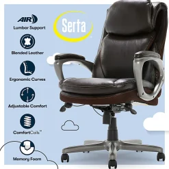 Serta Smart Layers Arlington AIR Ergonomic Bonded Leather High-Back Executive Chair, Brown