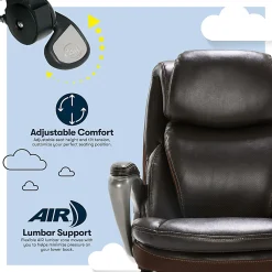 Serta Smart Layers Arlington AIR Ergonomic Bonded Leather High-Back Executive Chair, Brown