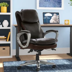 Serta Smart Layers Arlington AIR Ergonomic Bonded Leather High-Back Executive Chair, Brown