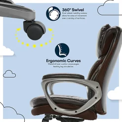Serta Smart Layers Arlington AIR Ergonomic Bonded Leather High-Back Executive Chair, Brown