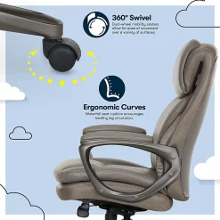Serta Smart Layers Arlington AIR Ergonomic Bonded Leather High-Back Executive Chair, Taupe