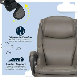 Serta Smart Layers Arlington AIR Ergonomic Bonded Leather High-Back Executive Chair, Taupe