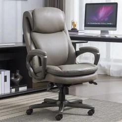 Serta Smart Layers Arlington AIR Ergonomic Bonded Leather High-Back Executive Chair, Taupe