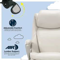 Serta® Smart Layers™ Arlington AIR™ Ergonomic Bonded Leather High-Back Executive Office Chair, Cream/Silver