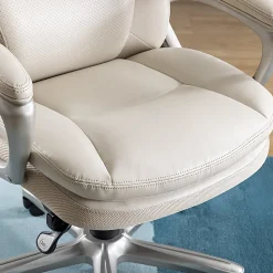 Serta® Smart Layers™ Arlington AIR™ Ergonomic Bonded Leather High-Back Executive Office Chair, Cream/Silver