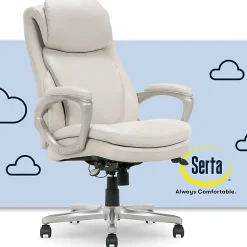 Serta® Smart Layers™ Arlington AIR™ Ergonomic Bonded Leather High-Back Executive Office Chair, Cream/Silver