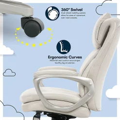Serta® Smart Layers™ Arlington AIR™ Ergonomic Bonded Leather High-Back Executive Office Chair, Cream/Silver
