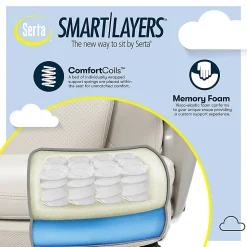 Serta® Smart Layers™ Arlington AIR™ Ergonomic Bonded Leather High-Back Executive Office Chair, Cream/Silver