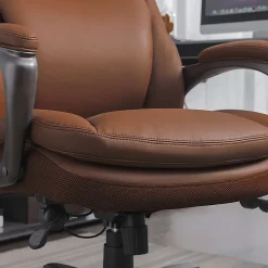 Serta® Smart Layers™ Arlington AIR™ Ergonomic Bonded Leather High-Back Executive Office Chair, Cognac Brown/Dark Gray, BIFMA Compliant