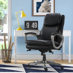 Serta® Smart Layers™ Arlington AIR™ Bonded Leather High-Back Executive Office Chair, Black/Silver, BIFMA Compliant